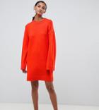 Asos Design Tall Knitted Mini Dress In Fluffy Yarn - Red