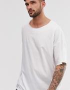 Asos Design Oversized T-shirt With Raw Neck In White - White