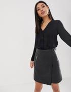 Asos Design Long Sleeve V Neck Blouse-black