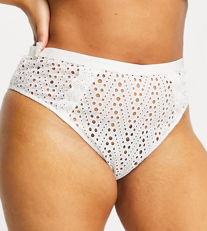 Asos Design Curve Violet Eyelet High Waisted Knicker In White