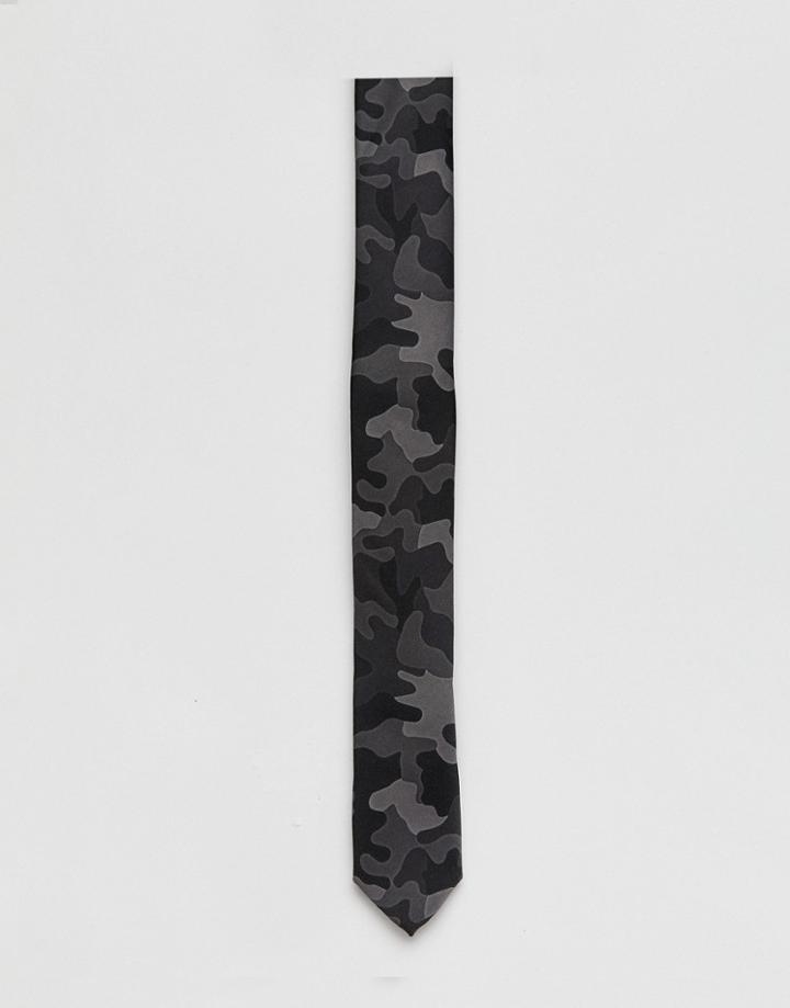 Asos Camoflage Tie In Black - Black