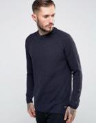 Only & Sons Ribbed Fishermans Knitted Sweater - Navy