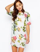 Asos Botanical Floral Mini T Shirt Dress - Multi
