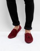 Asos Driving Shoes In Burgundy Suede With Tassel - Red