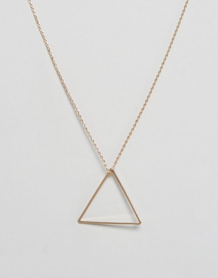 Nylon Gold Plated Triangle Pendant Necklace - Gold