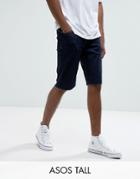 Asos Tall Slim Denim Shorts In Indigo - Blue
