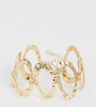 Asos Design Curve Bracelet With Hammered Open Shapes In Gold