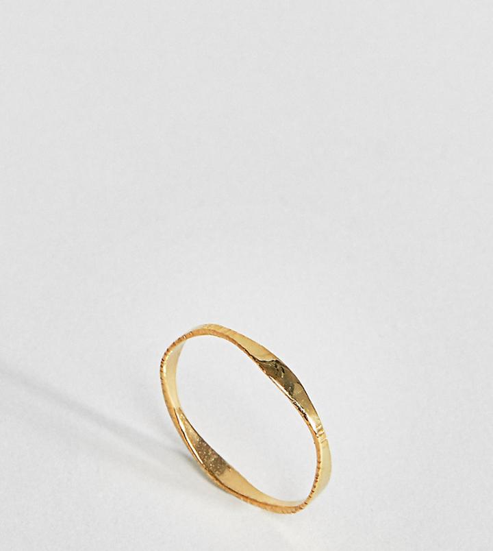 Asos Design Gold Plated Sterling Silver Graduating Flat Face Ring - Gold