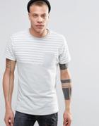 Threadbare Chest Pocket T-shirt With Stripe Panel - Gray