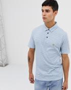 Le Breve Button Stripe Polo Shirt-blue