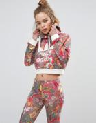 Adidas Farm Bright Floral Print Cropped Hoodie - Multi