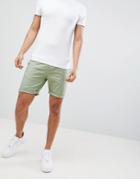Asos Design Slim Chino Shorts In Sage Green - Green
