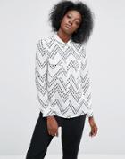 Asos Chevron Floral Stripe Soft Shirt - Multi