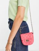 Truffle Collection Micro Mini Quilted Cross Body In Fuschia-pink