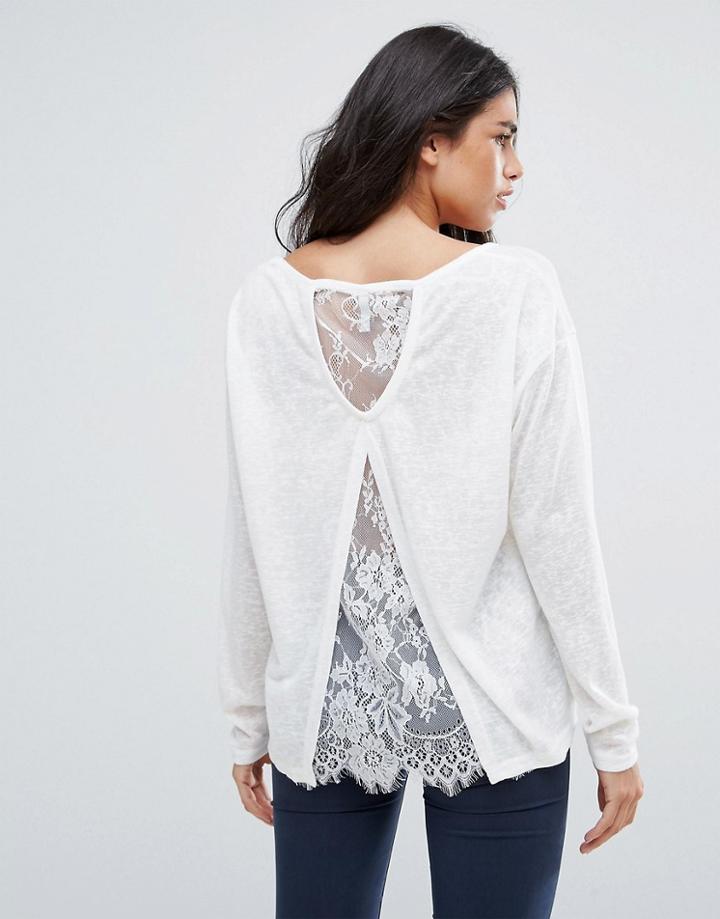 Blend She Calla Lace Long Sleeved Top - White