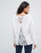 Blend She Calla Lace Long Sleeved Top - White