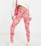 Asos Design Petite Legging In Pink And Red Floral-multi