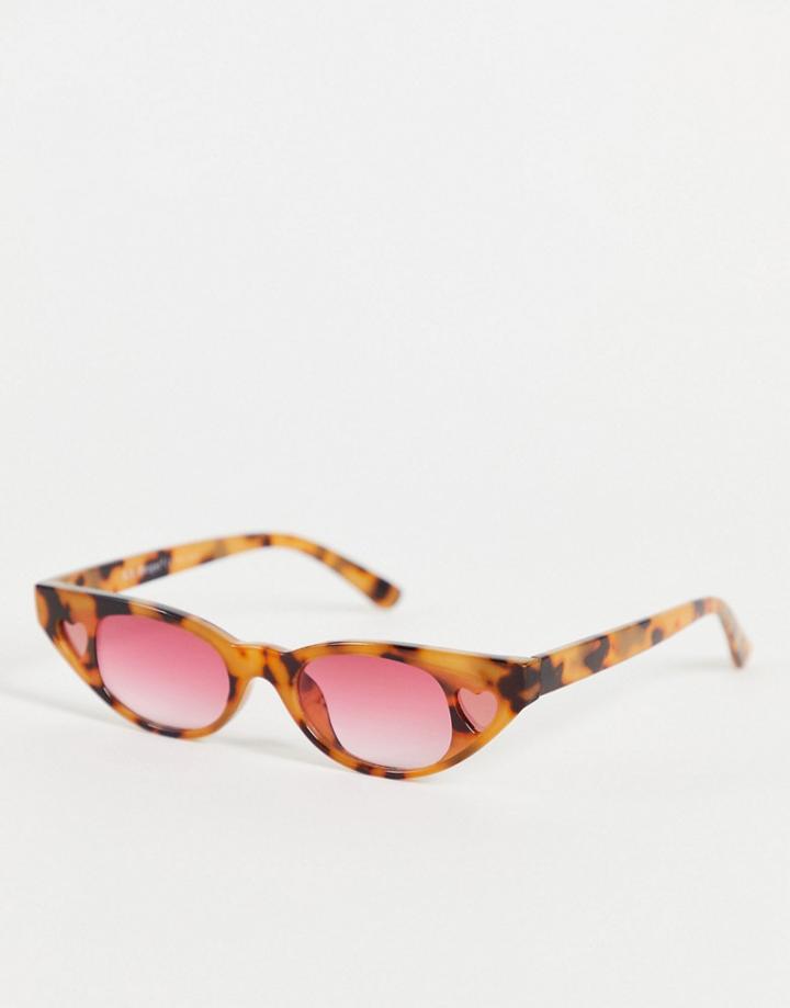 Aj Morgan Sweet Heart Slim Line Sunglasses-brown