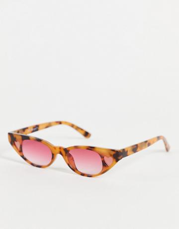 Aj Morgan Sweet Heart Slim Line Sunglasses-brown
