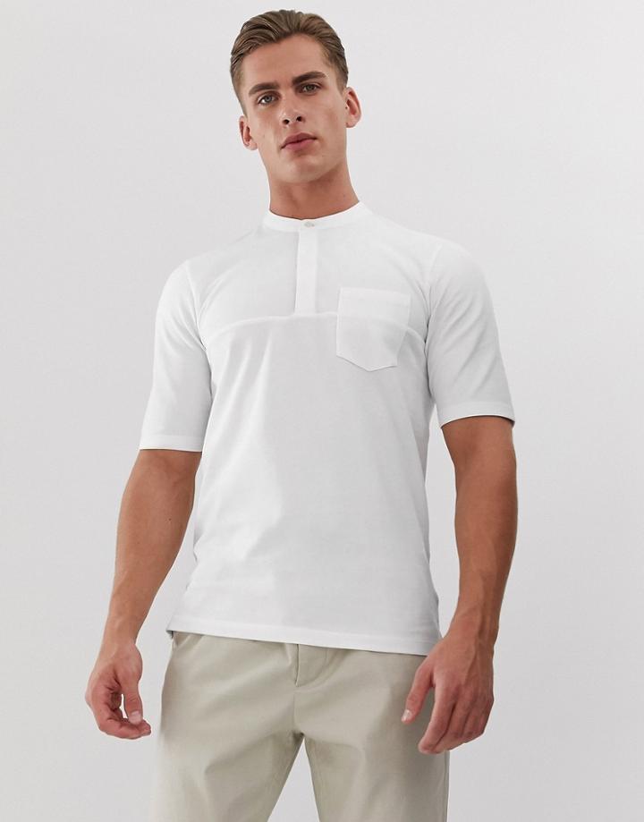 Jack & Jones Premium Revere Collar Striped Short Sleeve Shirt In White