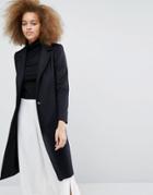 Helene Berman Longline Zoe Coat In Black - Navy