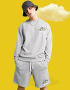 Asos Actual Oversized Sweatshirt With Lemon Chest Print In Heather Gray-grey
