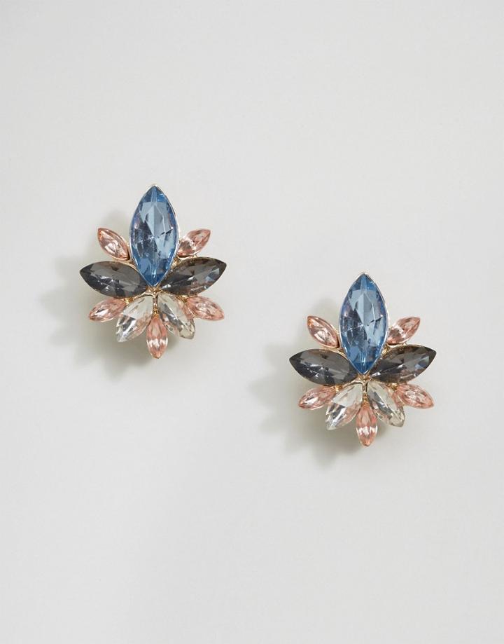 Asos Petal Jewel Stud Earrings - Multi