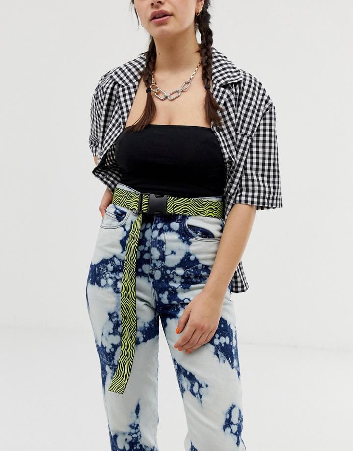 Asos Design Neon Zebra Print Waist And Hip Utility Buckle Belt-yellow
