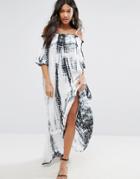 Anmol Tie Dye Off Shoulder Maxi Beach Dress - Blue