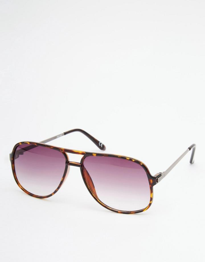 Asos Navigator Sunglasses In Brown Tort - Tort