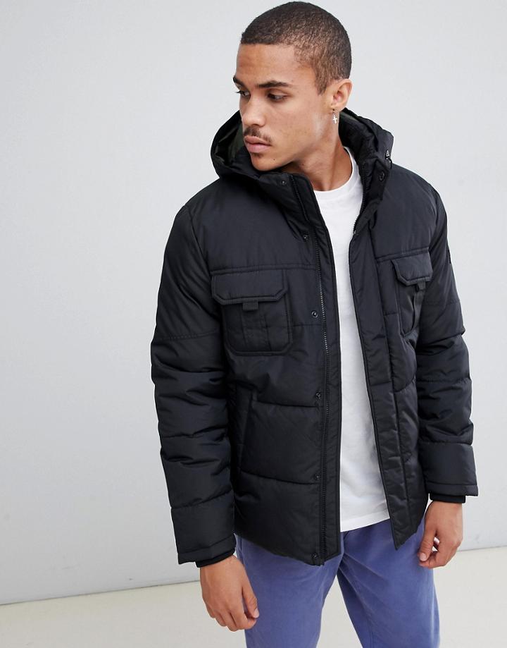 Jack & Jones Core Puffer Jacket With Hood - Black