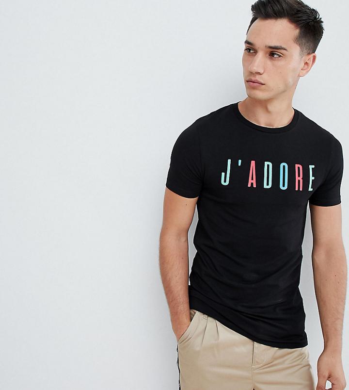 Asos Design Tall Muscle T-shirt With J'adore Print - Black