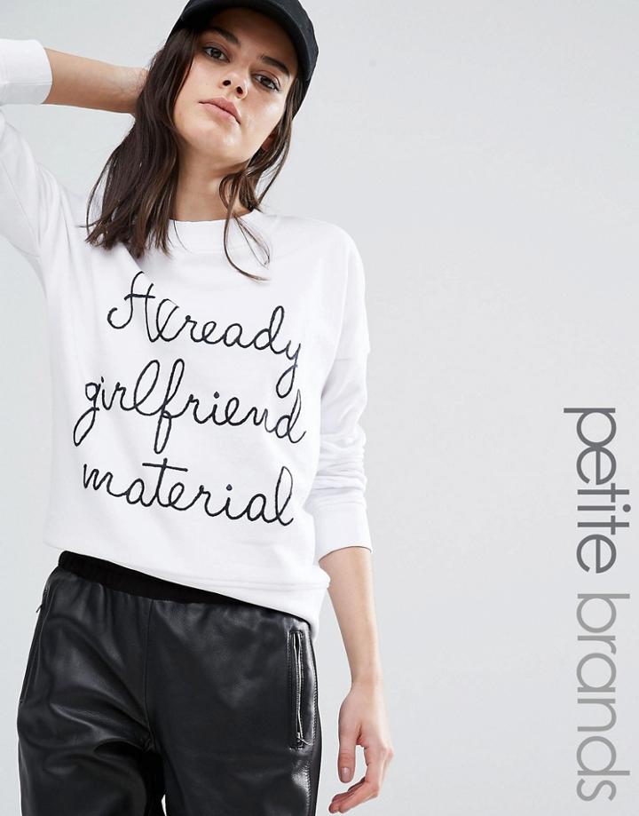 Noisy May Petite Oversized Sweat With Motif - White