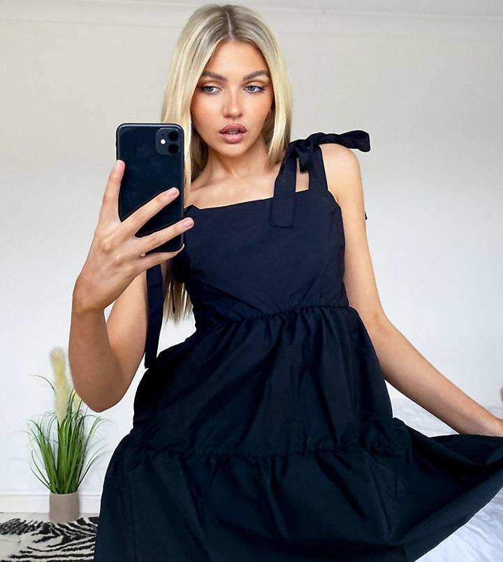 Stradivarius Bunny Strap Mini Dress In Black