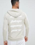 Asos Design Muscle Hoodie With City Back Print In Beige - Beige
