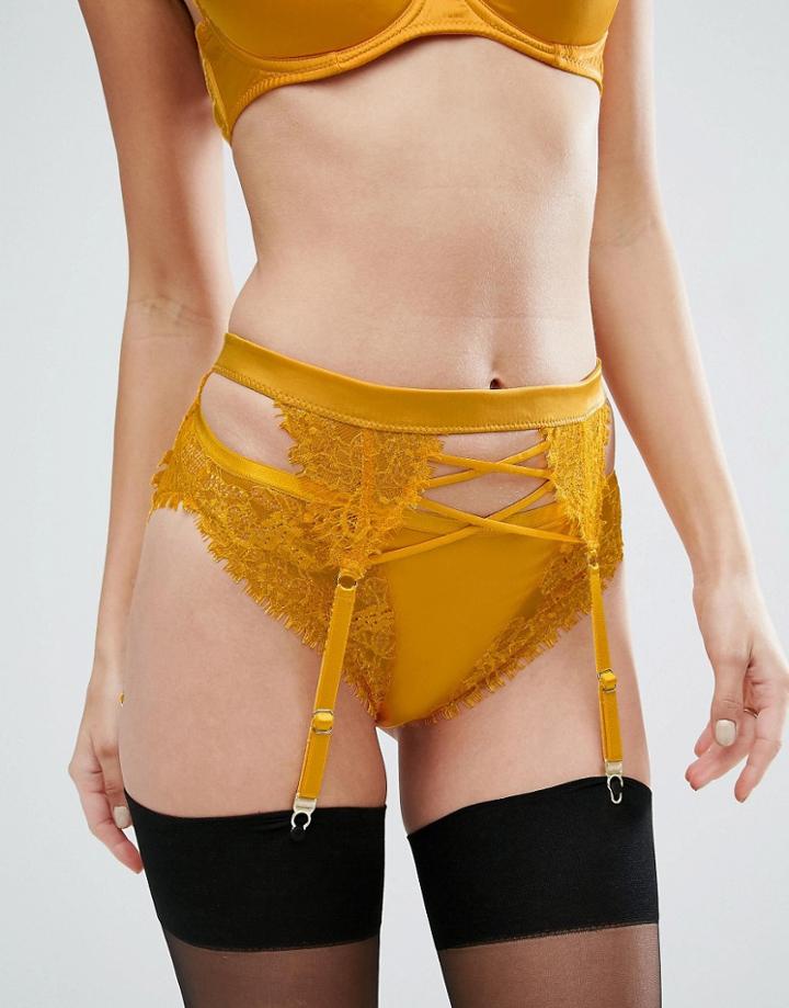 Asos Leah Lace & Satin Suspender - Gold