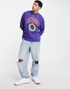Asos Design Oversized Long Sleeve T-shirt In Blue With California Vintage City Print-blues