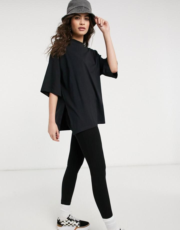 Asos Design Super Oversized T-shirt With Side Splits In Black