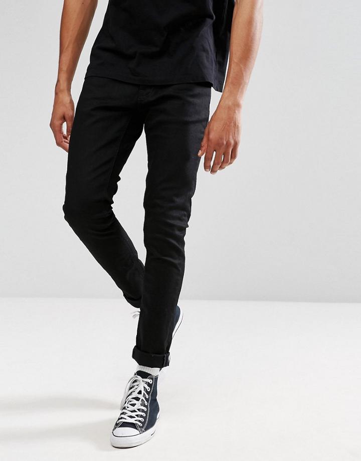 Nudie Jeans Co Tight Terry Super Skinny Jean Deep Black Wash - Black