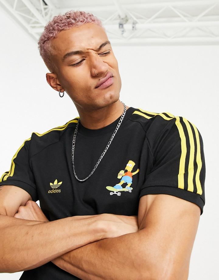 Adidas Originals X Simpsons Three Stripes T-shirt In Black