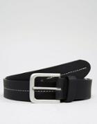 Asos Belt With Stitch Detail - Black