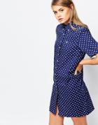 Fred Perry Polka Dot Shirt Dress - Navy