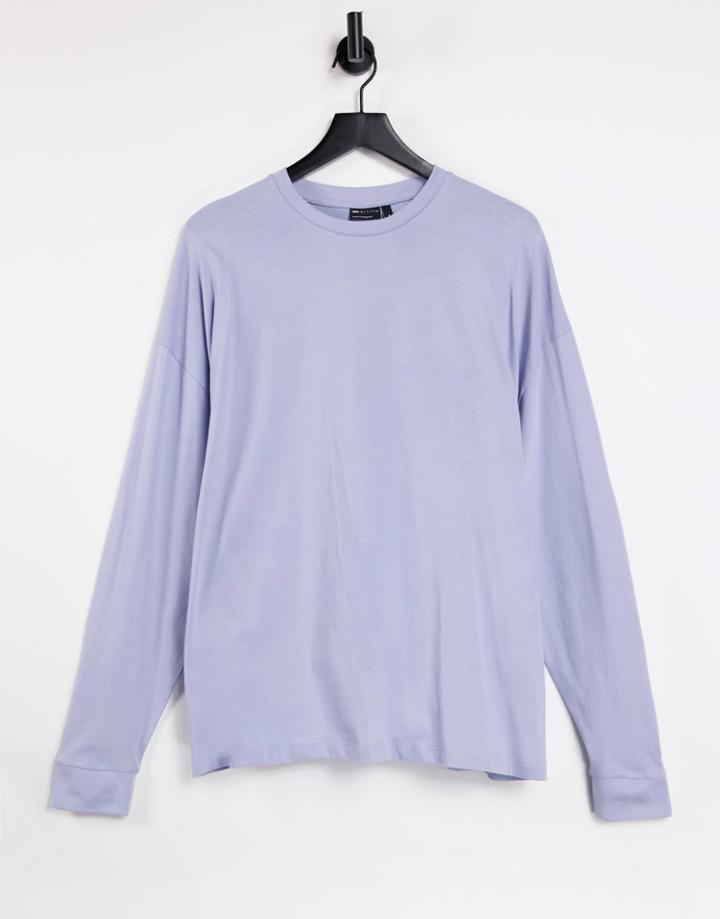 Asos Design Long Sleeve Oversized T-shirt In Blue-blues