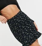 Asos Design Tall Ruched Mini Skirt In Yellow Floral Print-multi