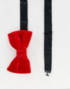 Moss London Bow Tie In Red Velvet - Red