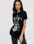 Asos Design T-shirt With Lucky Cat Print In Black - Black