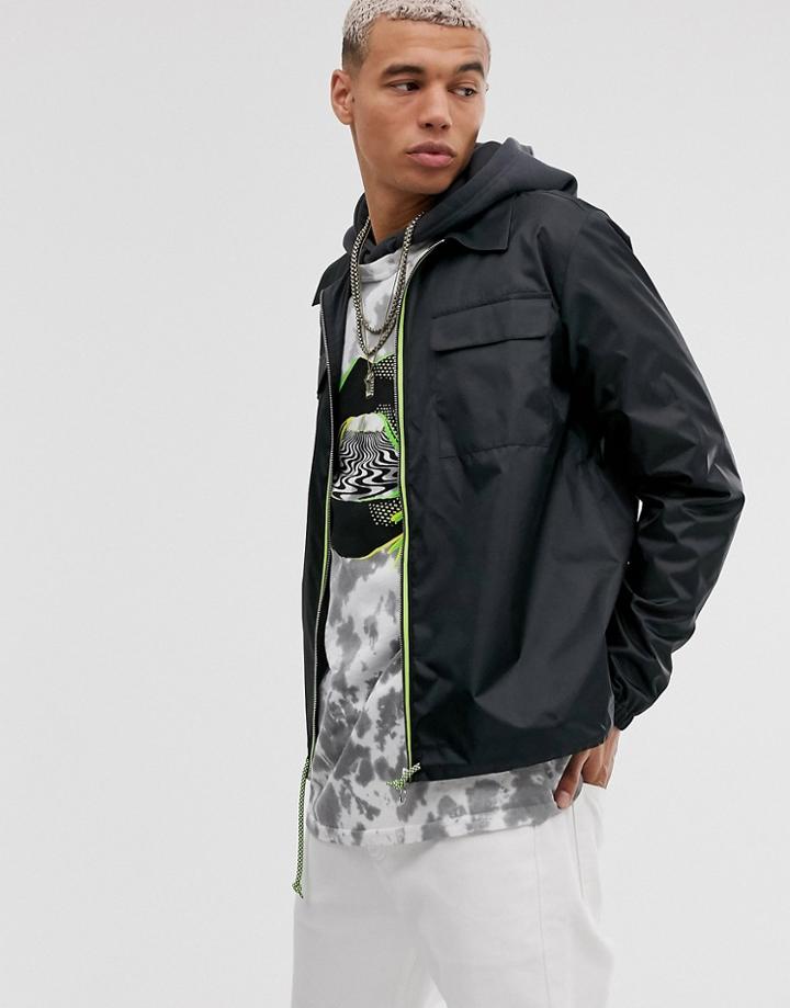 Reclaimed Vintage Lightweight Techy Zip Through Shirt-black