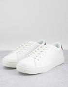Brave Soul Minimal Lace Up Sneakers In White With Contrast Back Tab