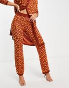 Asos Design Knitted Flare Pants In Wavy Check - Part Of A Set-pink