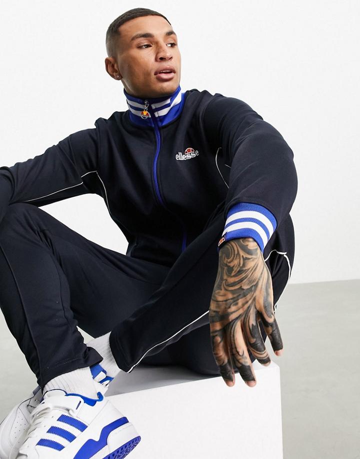 Ellesse Logo Zip Up Jacket In Navy